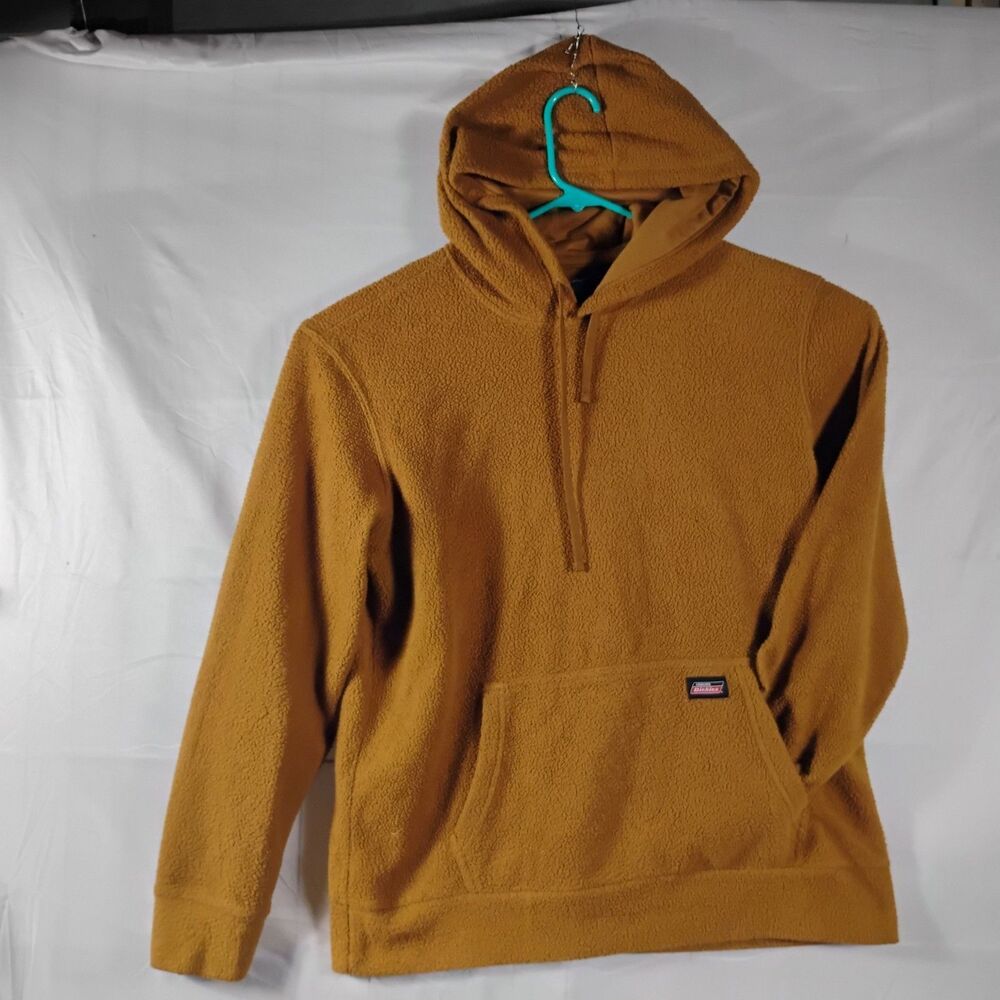 Dickies Men's Faux Fur Sherpa Pullover Sweater Hoodie Brown Size Medium 38-40